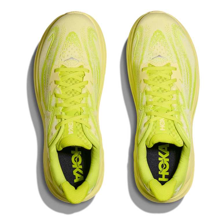 HOKA Clifton 10 in Neongelb - Obermaterial, Schnürsenkel und Sohle Neongelb