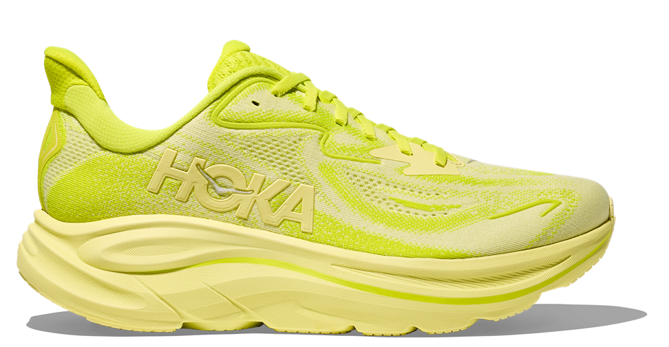 HOKA Clifton 10 in Neongelb - Obermaterial, Schnürsenkel und Sohle Neongelb