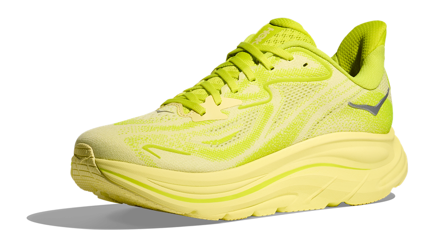 HOKA Clifton 10 in Neongelb - Obermaterial, Schnürsenkel und Sohle Neongelb