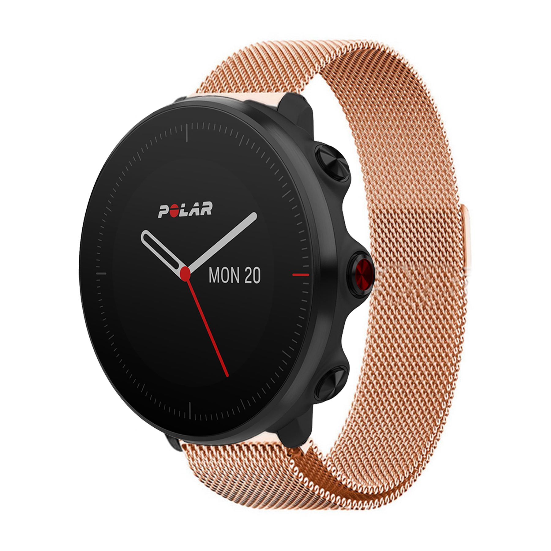 Laufbursche Zubehör - Milanese Schnellwechselarmband 22" für Polar Vantage M Mesh Edelstahl roségold