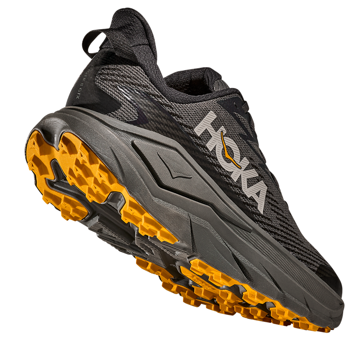 Hoka Challenger 8 Goretex GTX - dungelgrau mit orangener Sohle