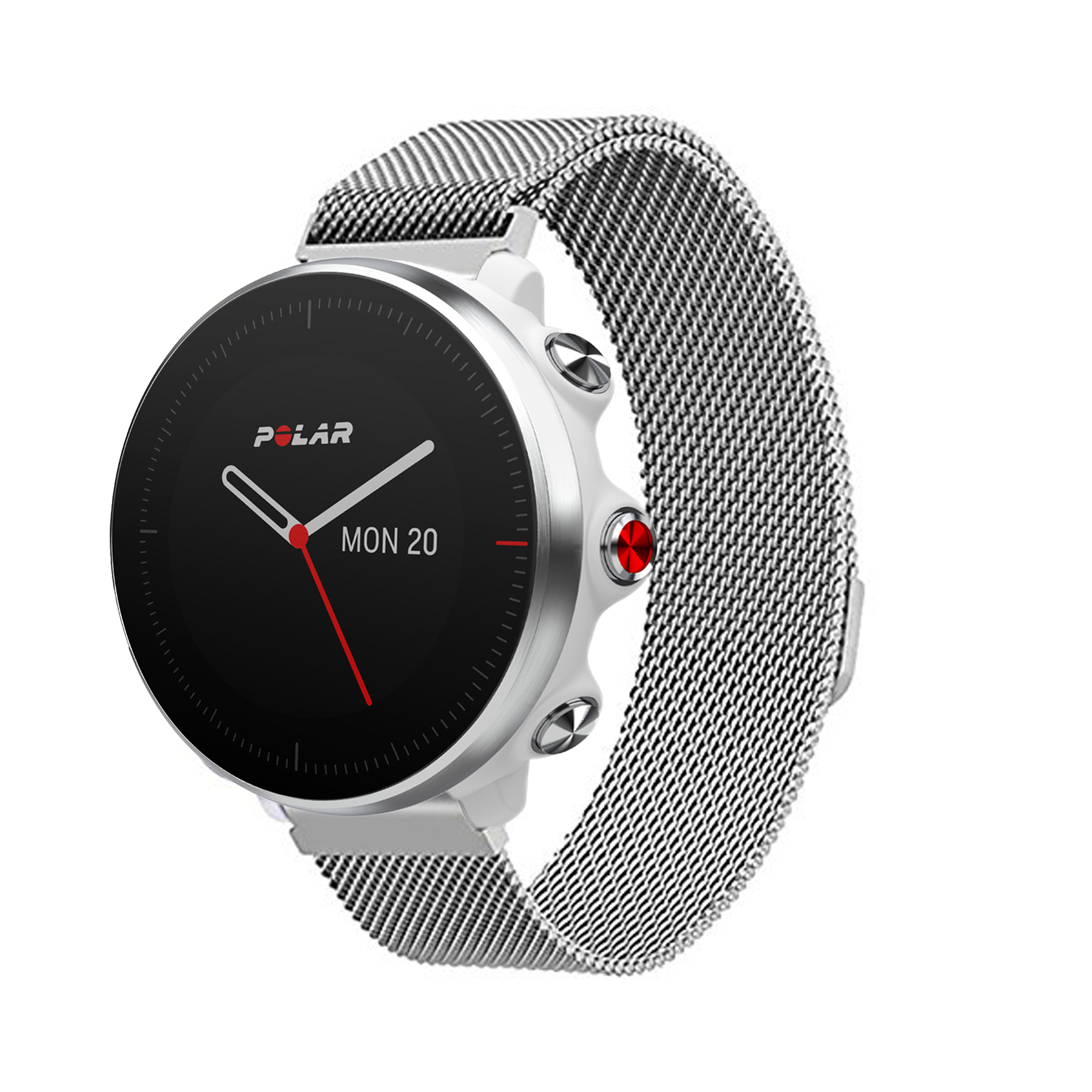 Laufbursche Zubehör - Milanese Schnellwechselarmband 22" für Polar Vantage M Mesh Edelstahl silber