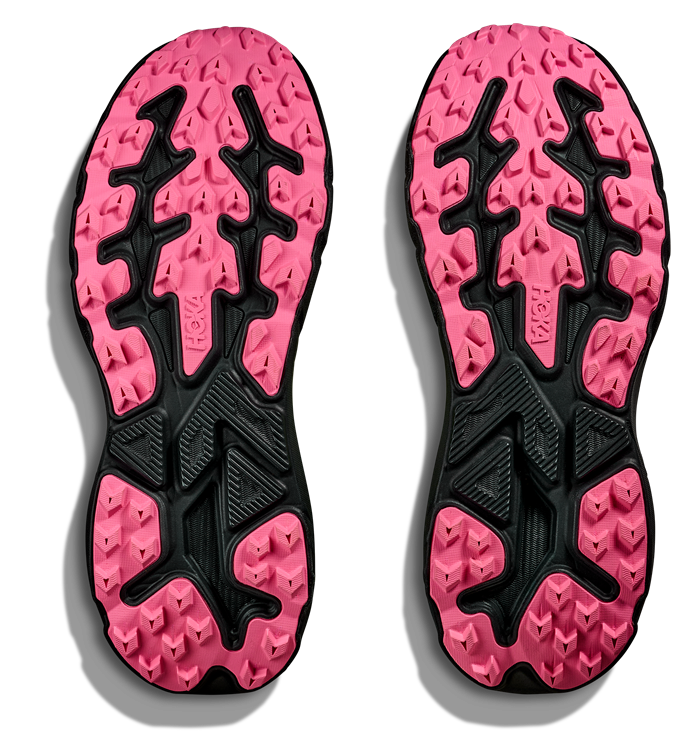 Hoka Challenger 8 Trailrunning-Schuh in Neon-Gelb mit schwarzer Sohle und pinken Details