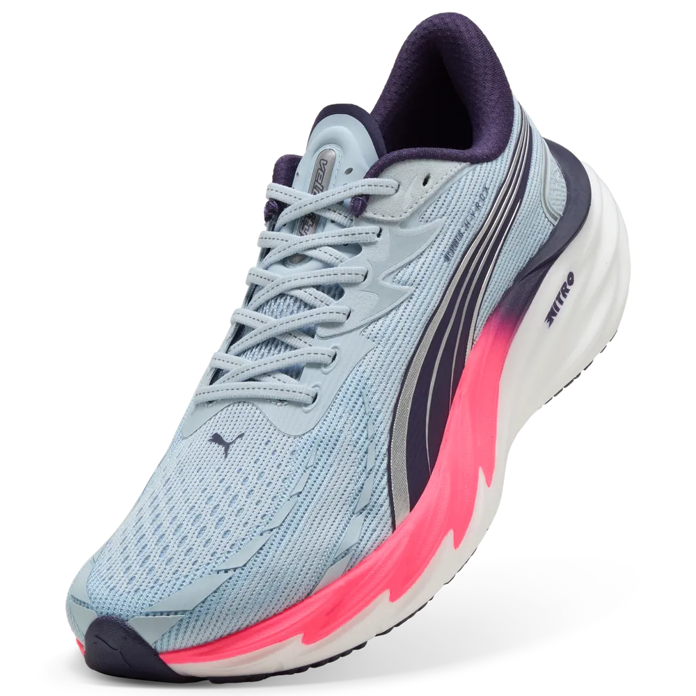 PUMA Velocity Nitro 4 x Hyrox in Hellblau mit Rosa weißer sohle