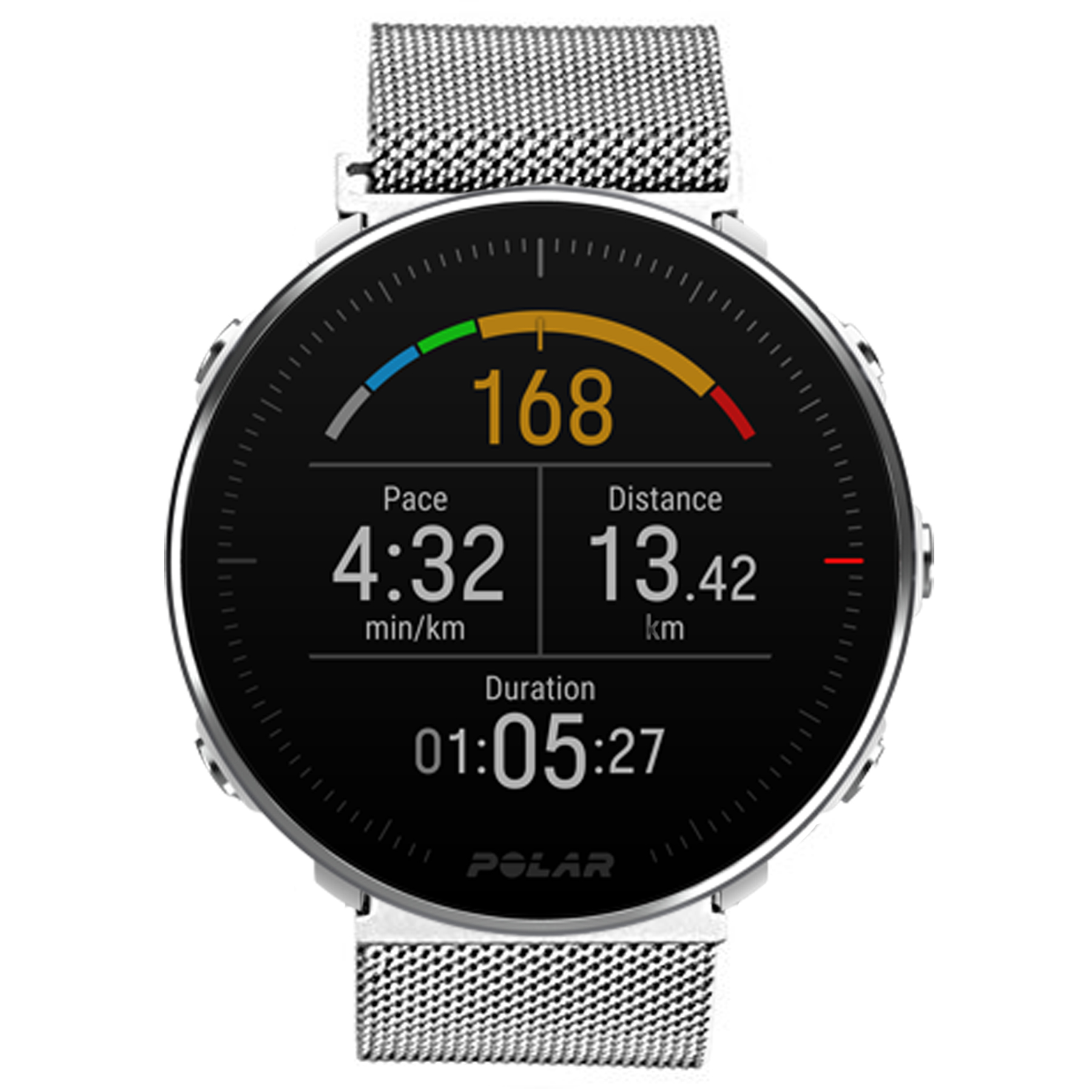 Laufbursche Zubehör - Milanese Schnellwechselarmband 22" für Polar Vantage M Mesh Edelstahl silber