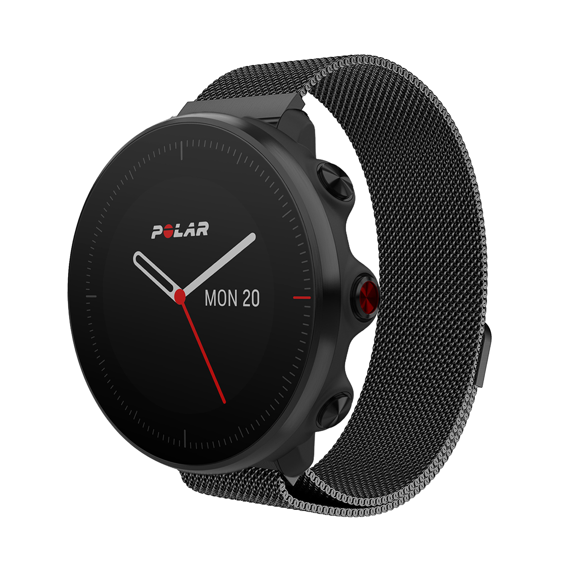 Laufbursche Zubehör - Milanese Schnellwechselarmband 22" für Polar Vantage M Mesh Edelstahl schwarz