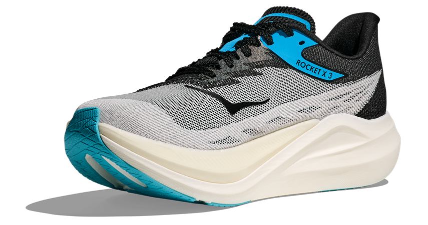 HOKA Rocket X 3 Schwarz mit Weißer Sohle