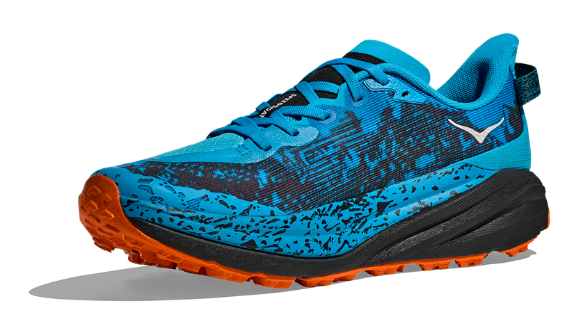 HOKA Speedgoat 6 in Blau mit schwarzer / orangener Sohle HOKA Speedgoat 6 in Blau mit schwarzer / orangener Sohle