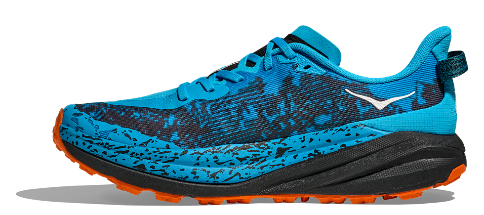 HOKA Speedgoat 6 in Blau mit schwarzer / orangener Sohle HOKA Speedgoat 6 in Blau mit schwarzer / orangener Sohle