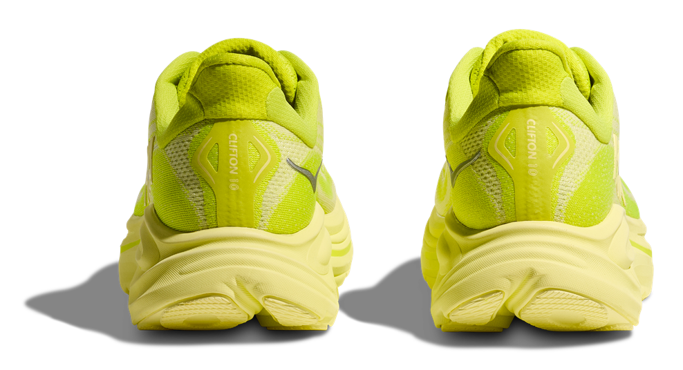 HOKA Clifton 10 in Neongelb - Obermaterial, Schnürsenkel und Sohle Neongelb