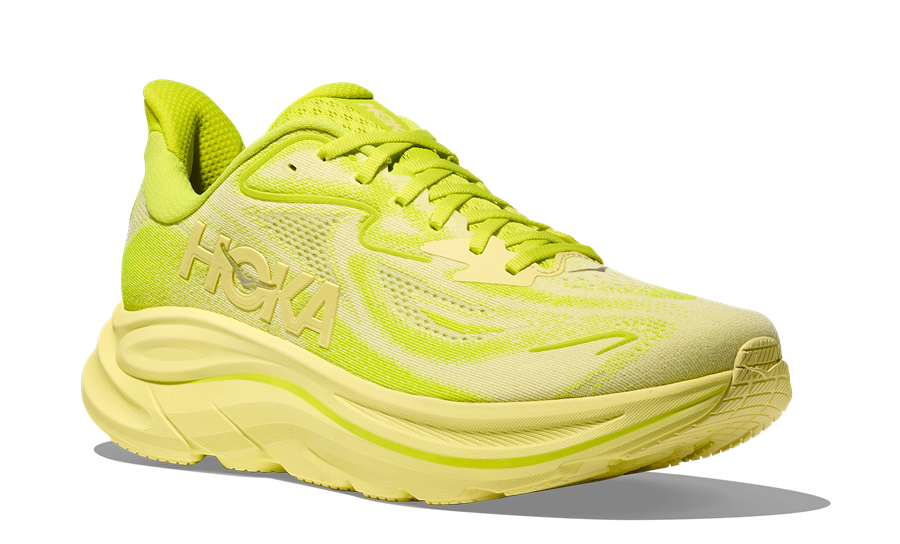 HOKA Clifton 10 in Neongelb - Obermaterial, Schnürsenkel und Sohle Neongelb