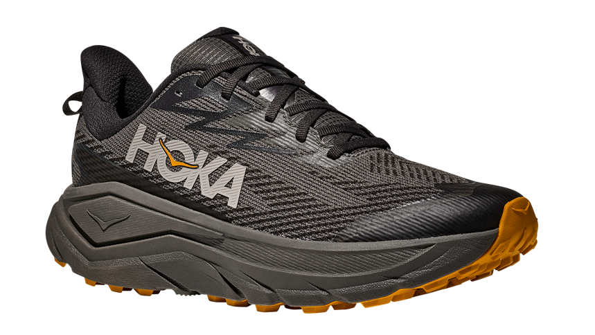 Hoka Challenger 8 Goretex GTX - dungelgrau mit orangener Sohle