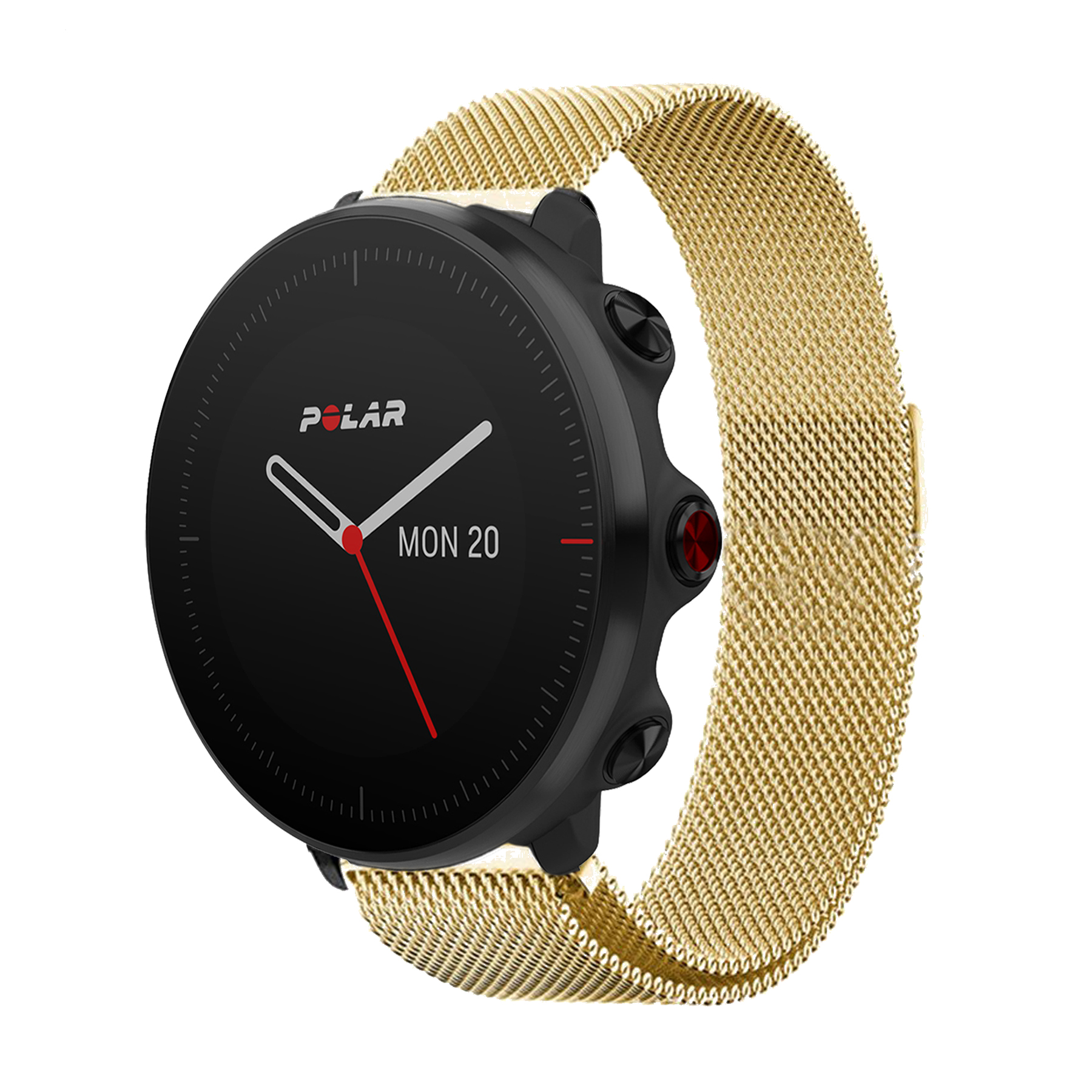 Laufbursche Zubehör - Milanese Schnellwechselarmband 22" für Polar Vantage M Mesh Edelstahl gold