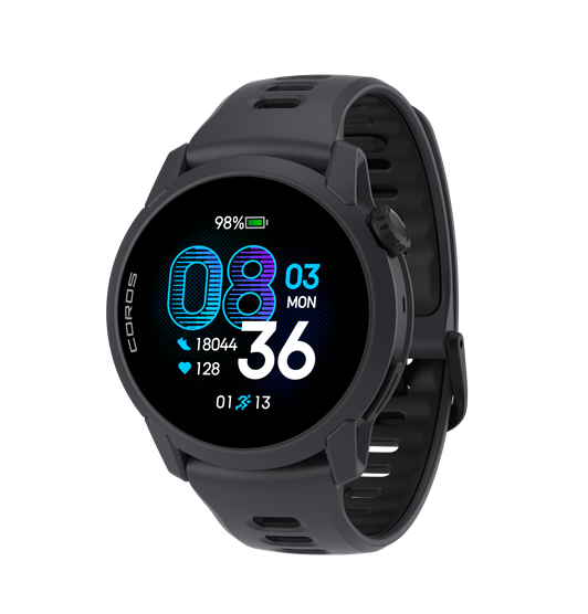 Coros Pace 4 Schwarz mit Silikonarmband