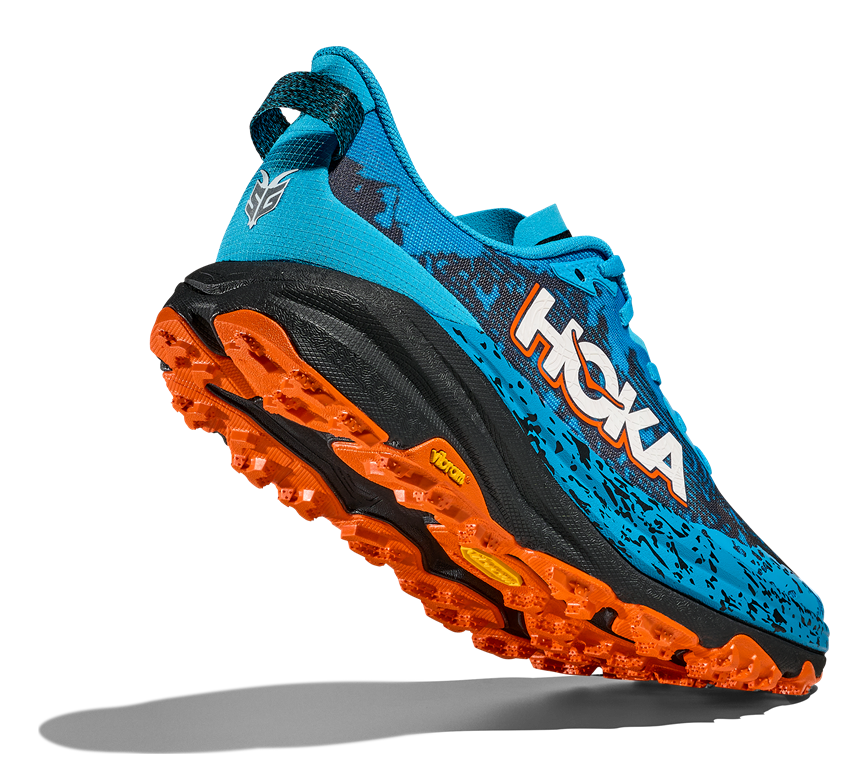 HOKA Speedgoat 6 in Blau mit schwarzer / orangener Sohle HOKA Speedgoat 6 in Blau mit schwarzer / orangener Sohle