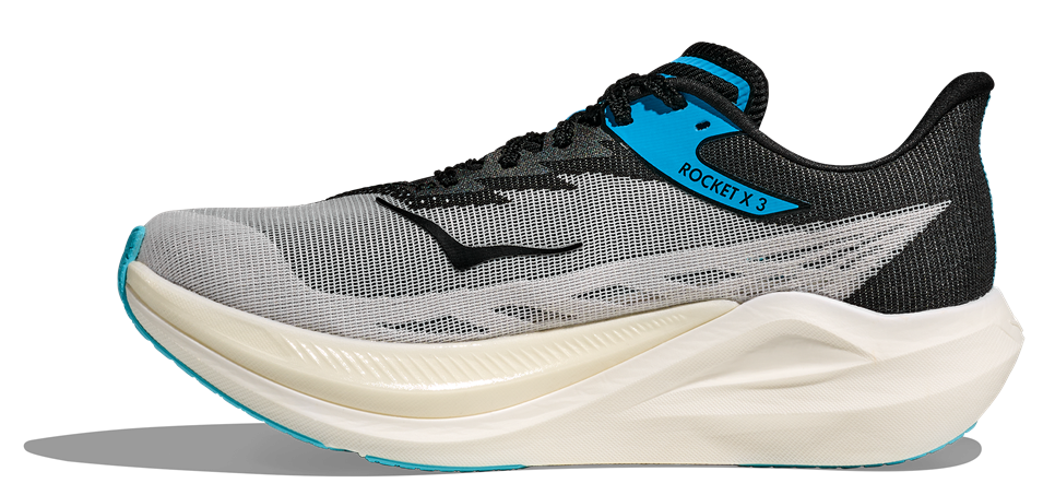 HOKA Rocket X 3 Schwarz mit Weißer Sohle