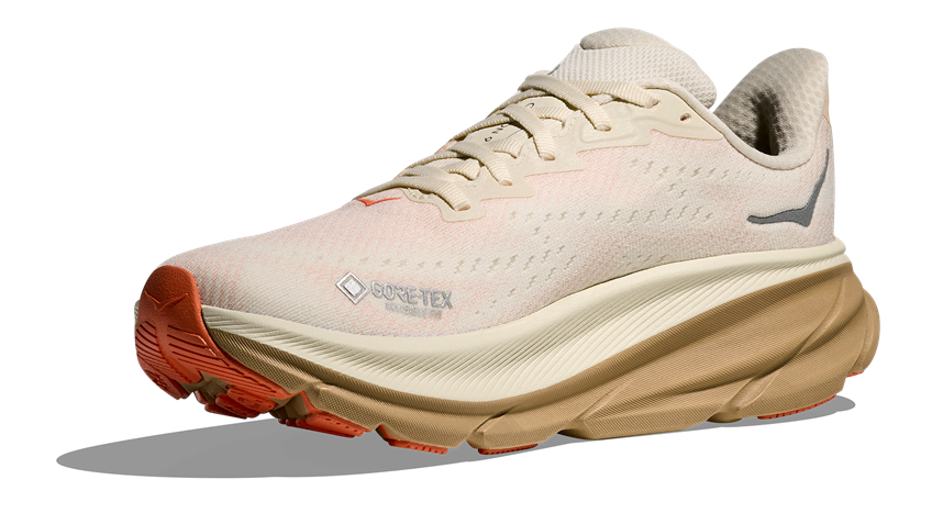 HOKA Clifton 9 GTX Beige mit Brauner sohle