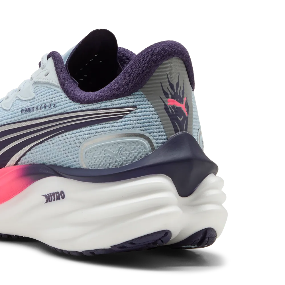PUMA Velocity Nitro 4 x Hyrox in Hellblau mit Rosa weißer sohle