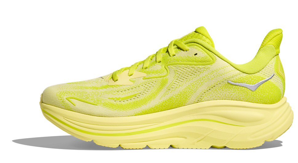 HOKA Clifton 10 in Neongelb - Obermaterial, Schnürsenkel und Sohle Neongelb