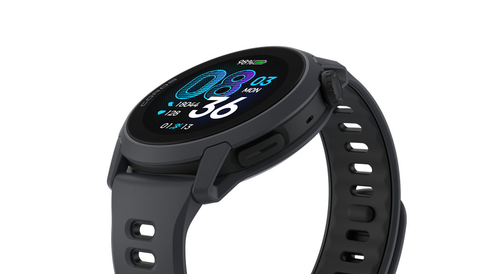 Coros Pace 4 Schwarz mit Silikonarmband