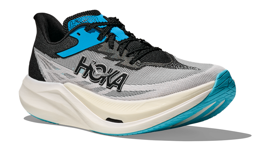 HOKA Rocket X 3 Schwarz mit Weißer Sohle