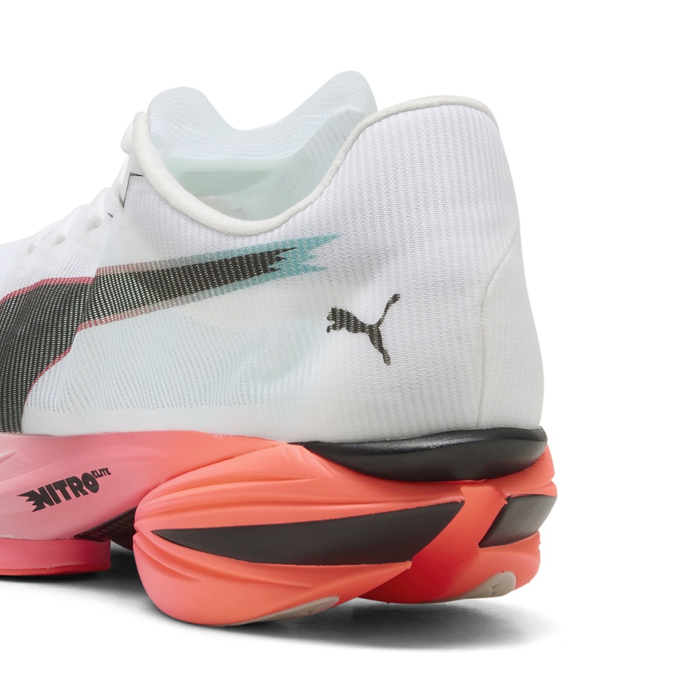 PUMA Fast-R Nitro Elite 3 Laufschuh – weiß, mit Carbon-Sohle in Türkis und Rot