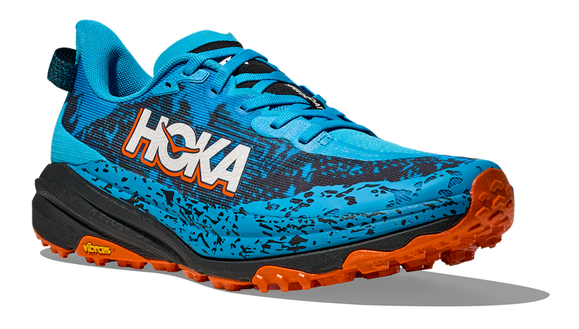 HOKA Speedgoat 6 in Blau mit schwarzer / orangener Sohle HOKA Speedgoat 6 in Blau mit schwarzer / orangener Sohle